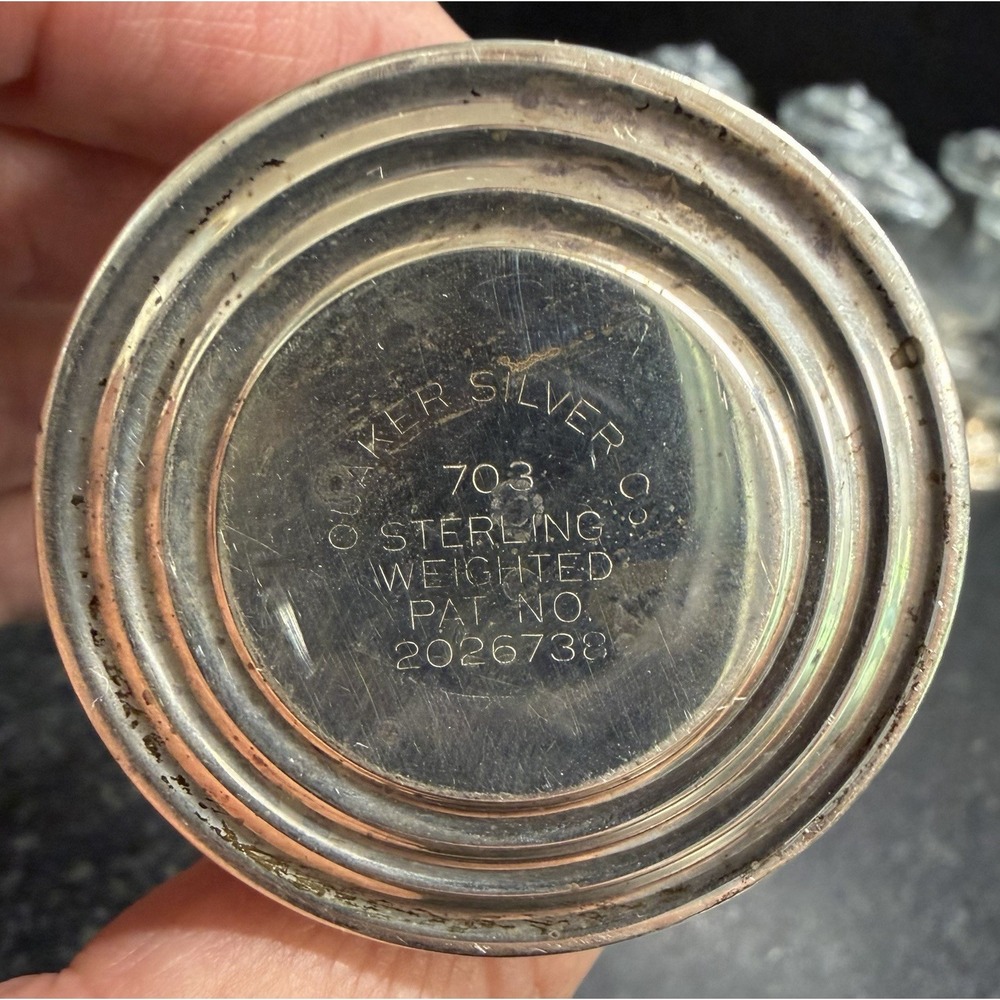 Quaker Silver Co Vtg Sterling 703 Weighted Hurricane Salt & Pepper Shakers 6 Set - Picture 5 of 8